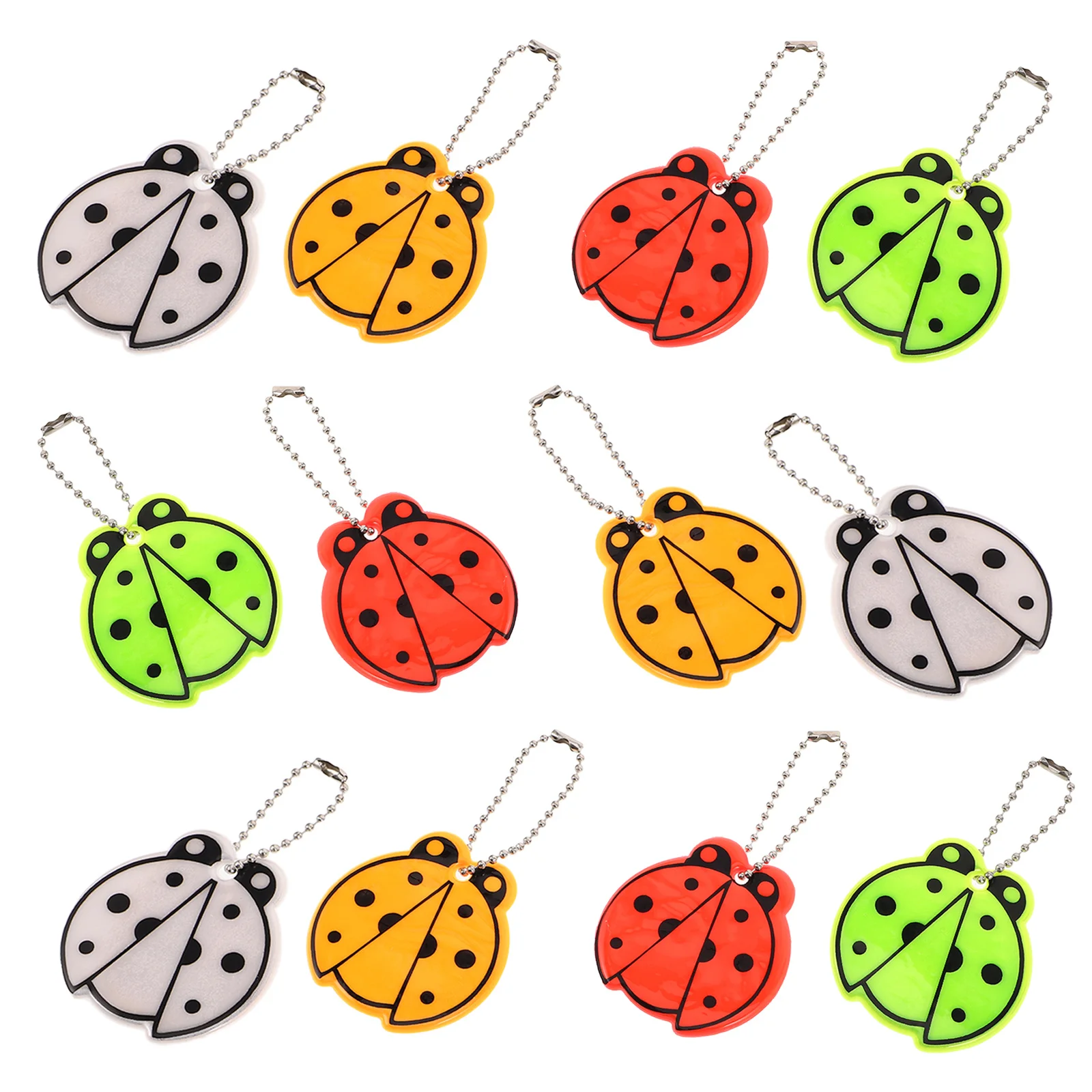 

12Pcs Ladybug Reflective Pendant Key Ring Backpack Bag Charm Safety Reflector Decoration Key Bag Reflective Tags for Backpack
