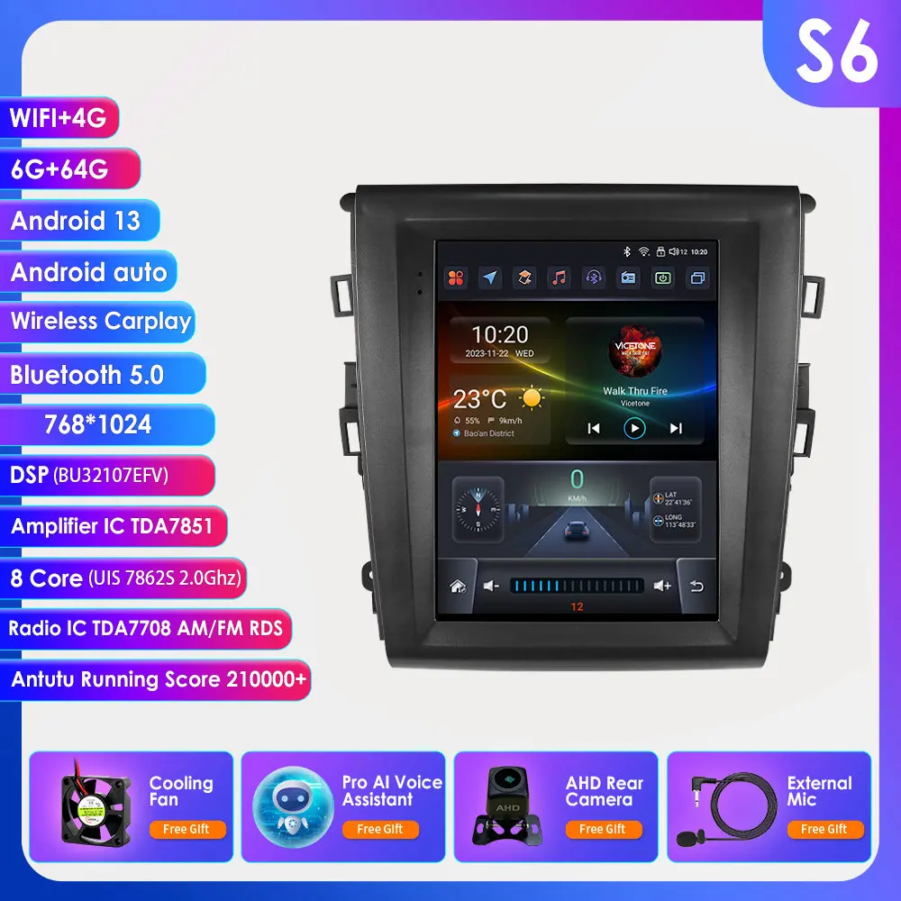 Auto Intelligente Radio voor Ford Fusion Mondeo MK5 A/C 2013-2019 Draadloze Carplay Android Auto 9.7 ''4G WIFI Autoradio Stereo