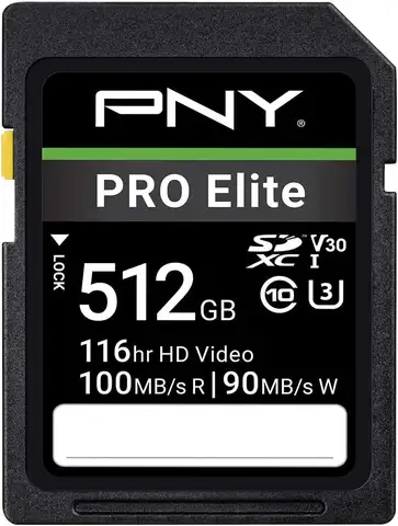 512GB SDXC Memory Card, Class 10 U3 V30, 100MB/s Read, 4K UHD Compatible for Cameras
