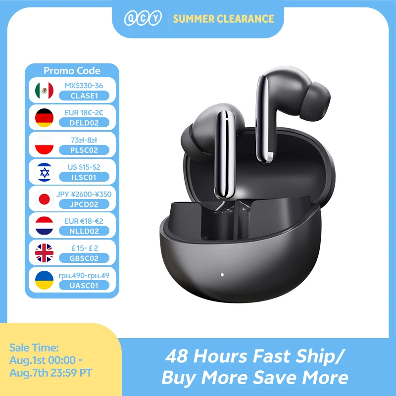 QCY MeloBuds Pro ANC Bluetooth 5.3 Earphones Wireless 46dB Hybrid ANC Hi-Res LDAC Earbuds 6 Mic Headphones 34H In-Ear Detection