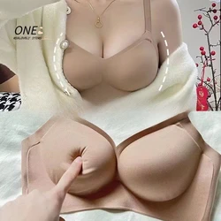 4cm Thickened Steamed Bun Fixed Cup Integrated External Expansion Underwear Women's Flat Chest Small Chest Gathered Big Bra Bras