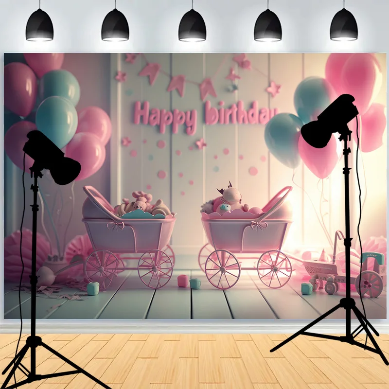 

Hot air balloon Happy Birthday Photography Background Football Floral Arch Rocket Soccer Baby Party Carrots Backdrops FB-09