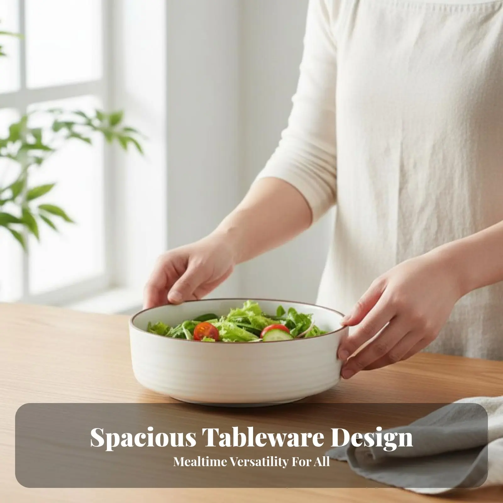 Ceramic Dinnerware Set, Nordic Minimalist Style, Bowl and Plate Set, Large Capacity, Multiple Designs, For Adults view 4