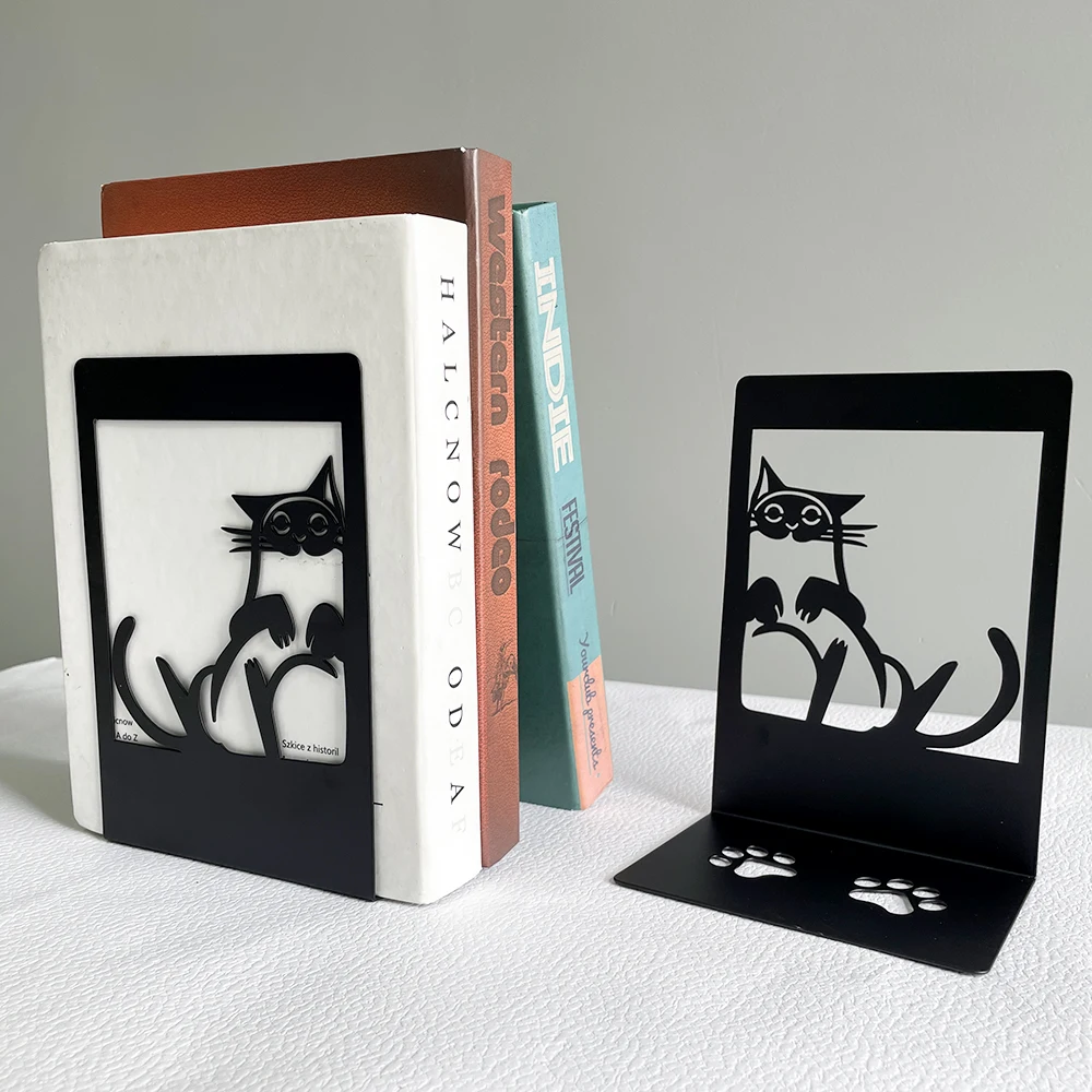 2 Stück Stil schwarze Katze Fußabdrücke Buchs tützen Eisen Buchs tützen Geschenk für Buch liebt schwere Bücherregal Home Desk Bücherregal Bürobedarf