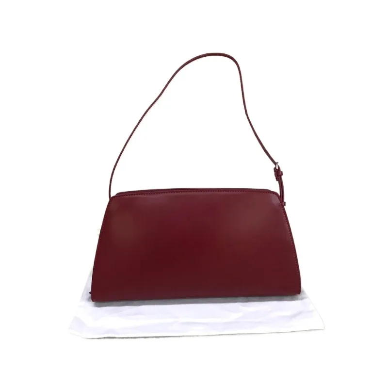 Classic Retro Shiny Calfskin Armpit Bag Red Handbagfor Women