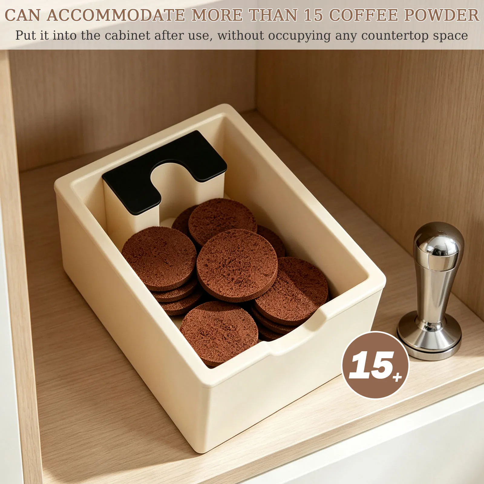 Large Capacity Espresso Knock Box Coffee Puck Knock Containers Espresso Ground Dump Bin with Non-slip Base Coffee Accessories