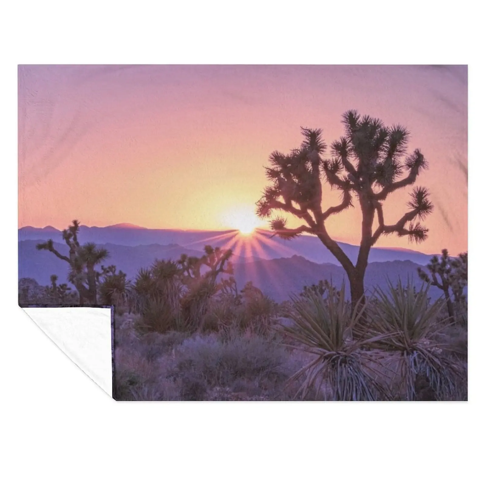 

Joshua Tree Sunset - Nature Landscape Throw Blanket Luxury Designer Nap Multi-Purpose Sofa Blankets