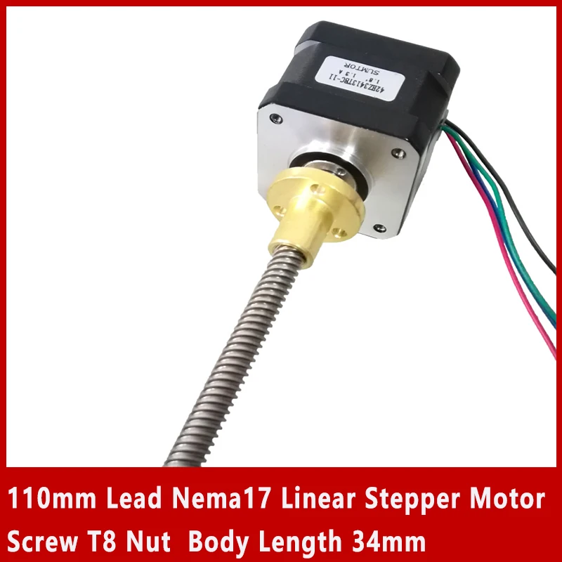 

Nema 17 Lead Screw Step Motor 110mm Length nema17 Stepper Stepping Engine Body Length 34mm T8 Copper Nut