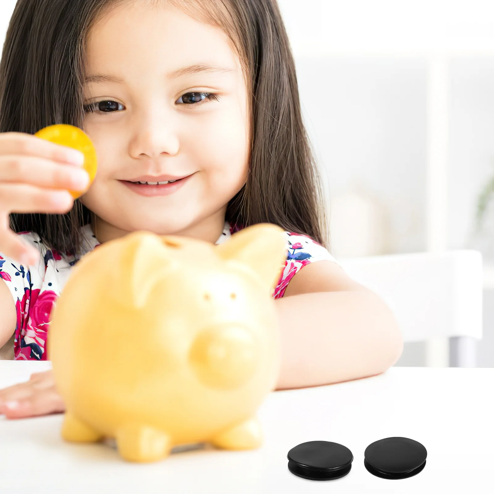 20 pçs redondo plugue de borracha preta para cofrinho caixa de poupança de dinheiro rolha moeda jar fechamento tampa de garrafa substituição ajuste seguro