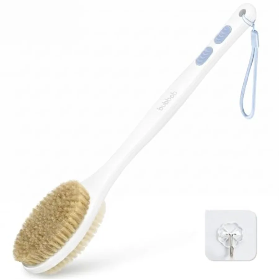 

Back Scrubber for Shower with Long Handle, Double Sided Bristles Stiff and Soft,Anti-Slip Grip, Lightweight - Gift for Seniors,