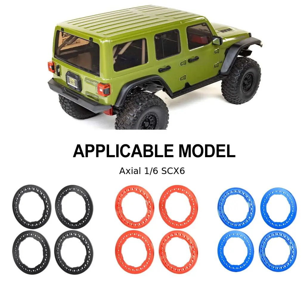

RCGOFOLLOW Wheel Rim Outer Ring RC Car Part Quality Solid Brass Rc Wheel Rim Outer Ring For 1/6 Axial SCX6 Crawler BLlue