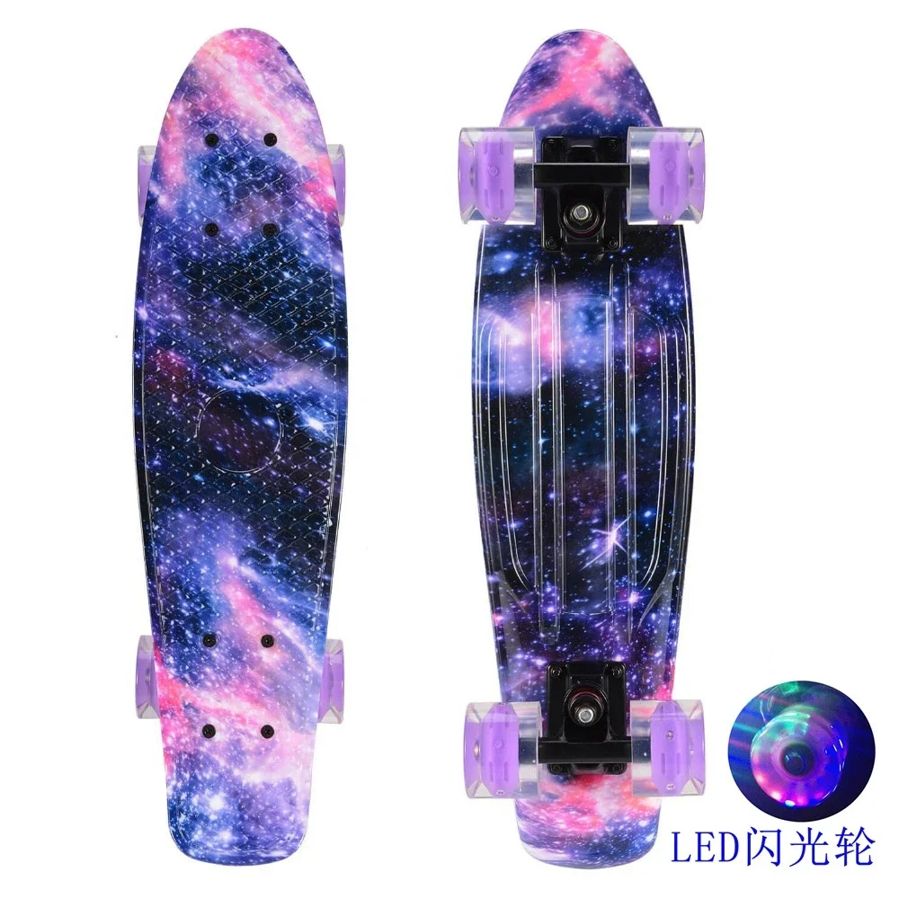 

Мини-скейтборд с рыбой для детей, доска Cruiser Penny, игрушка-самокат с 4 колесами, флэш-колесо, портативные доски для уличного скейтборда, 22 дюйма