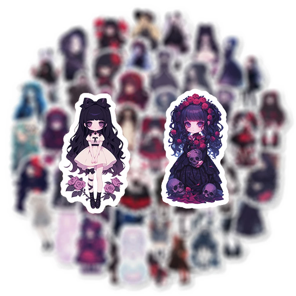 

10/30/50pcs Kawaii Anime Gothic Lolita Girl Stickers Cute Aesthetic Graffiti Decals Luggage Phone Laptop Cartoon Sticker Packing