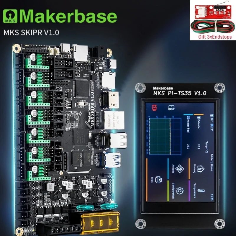 MKS SKIPR board Klipper mainboard PI-TS35 touch screen EMMC controller 64bits SOC onboard for Voron Raspberry Pi upgrade board