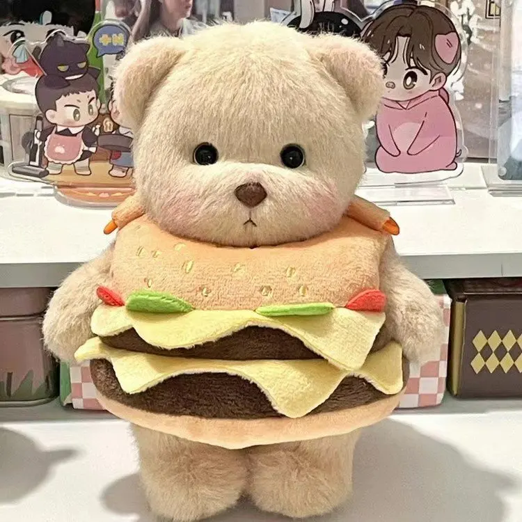 Tas mainan mewah Hamburg Bear tas boneka silang imut tas tangan boneka beruang Teddy kartun tas makanan ringan cocok untuk usia berapapun