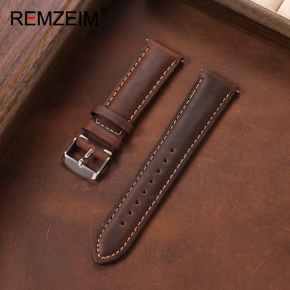 Schnellverschluss Crazy Horse Leder Uhrenarmband für Herren 18mm 20mm 22mm Ersatzband für Herren-Armbanduhren Outdoor-Armband