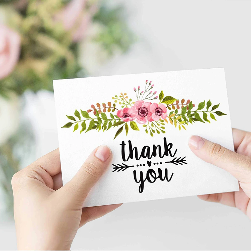 30pcs Flower Color Thank You For Your Order Card For Small Shop Mailer Bags Gift Decoration Card For Small Business