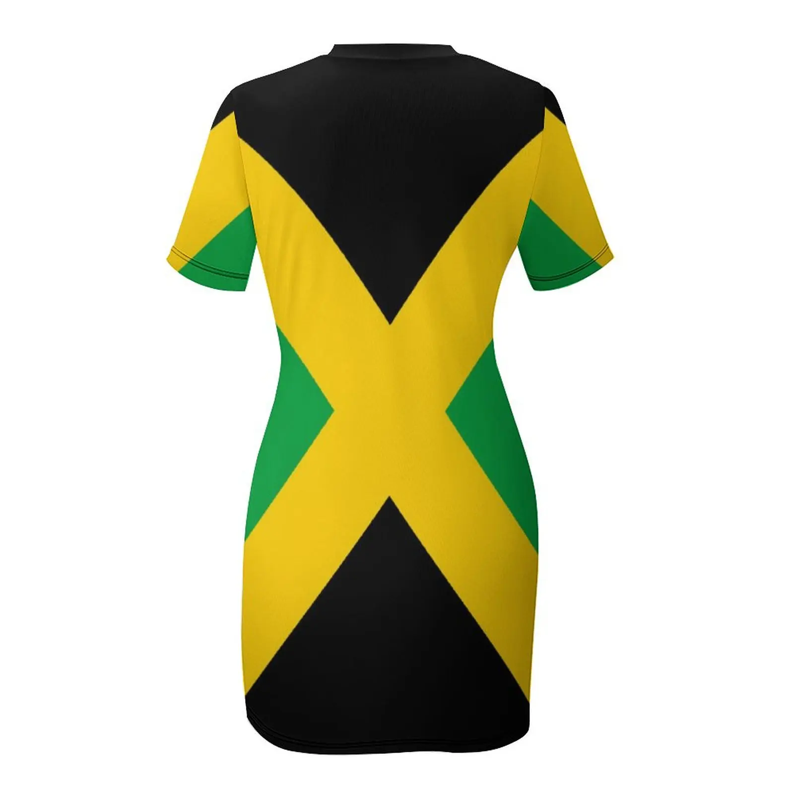 Jamaica Flag Short Sleeved Dress Cute Exotic Woman\'s Gown Funny Vintage Vacations The Dress