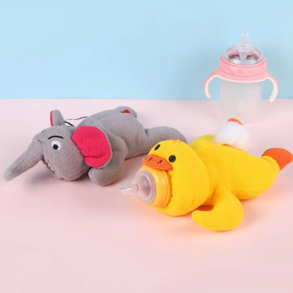 Cute Plush Feeding Bottles Bag Milk Wate Bottle Pouch Cover Toy Baby Nursing Bottle Cover Soothing Device