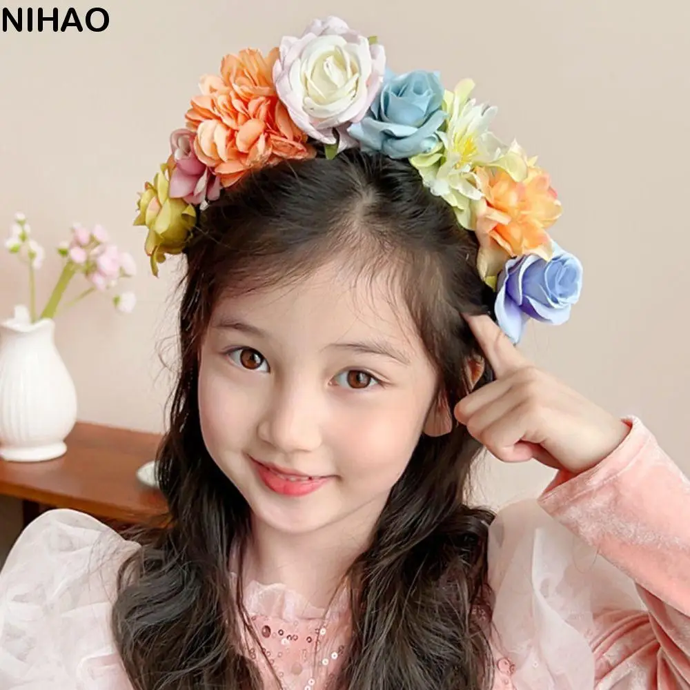 

Simulation Flower Floral Garland Colorful Hair Hoop Children Flower Headband Headress Headwear Bridal Crown Women