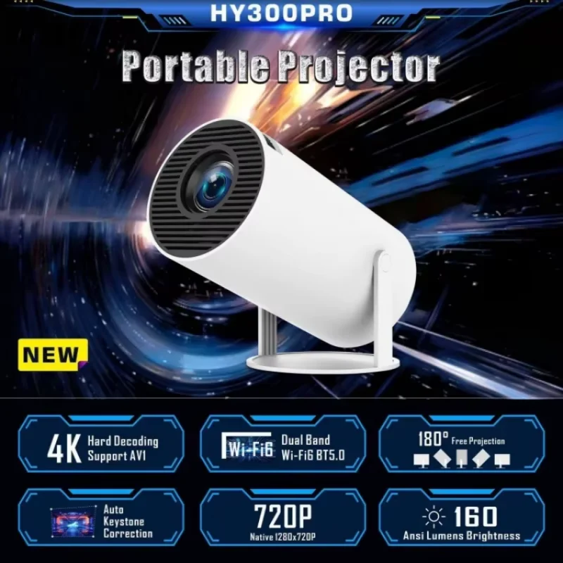 Projetor ao ar livre Pro Home Cinema, Android 11, Dual WiFi 6, 260ANSI Allwinner H713, BT5.0, 1080p, 1280*720P, 4K