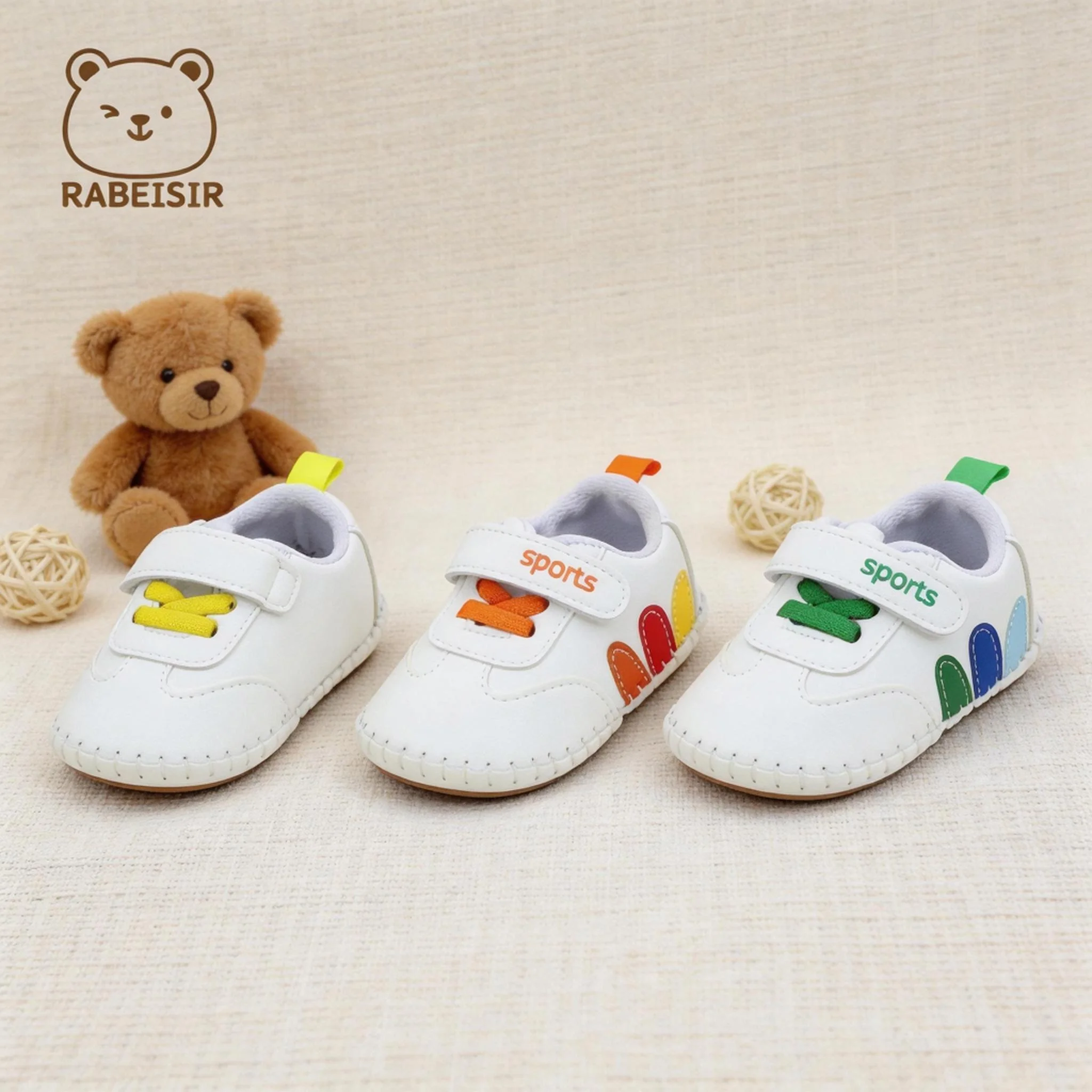 0-18 Months Baby Boys and Girls Casual Sports Shoes with Contrasting Color Velcro Straps, Lightweight Soft-Soled Baby Walking Shoes