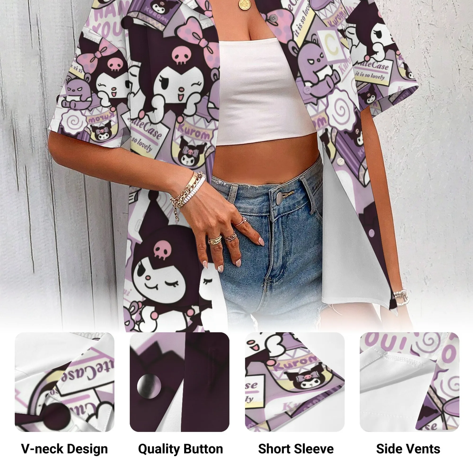 Kemeja dan Rok Kuromi Ulasan Korea Banyak Pakaian Anak Perempuan Kemeja Kuromi Yang Memiliki Pakaian Wanita K Kaos Wanita Atasan Y2k Wanita