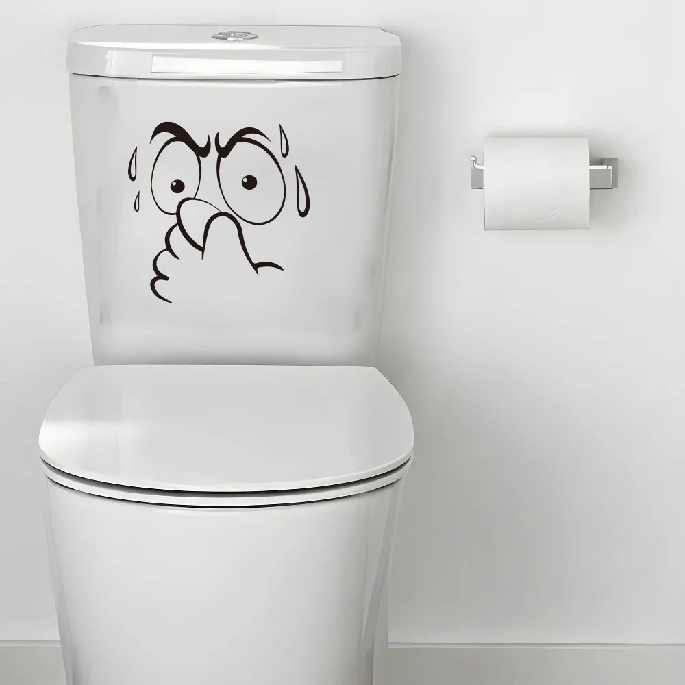 1 Stück Kreative Lustige Badezimmer-Aufkleber Toiletten-Aufkleber Wandaufkleber Badezimmer-Dekoration Niedliche Cartoon-Expressions-Toiletten-Aufkleber Kunst-Dekor – Detail 12