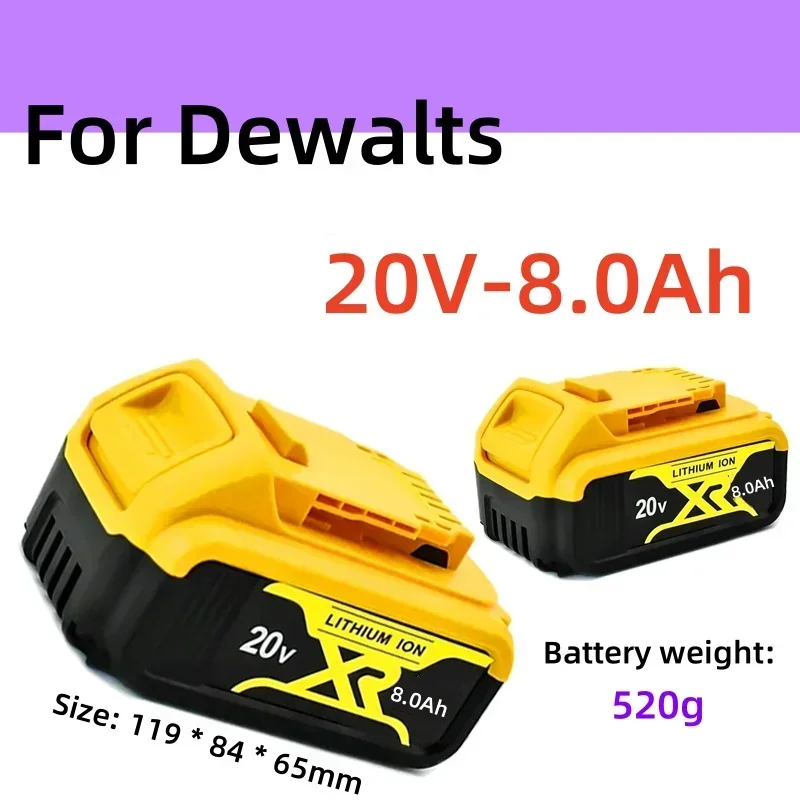 

2024 20V 8Ah rechargeable replacement battery, screwdriver DCB180, DCB181, DCB184 DCB200series power tool battery, high-power