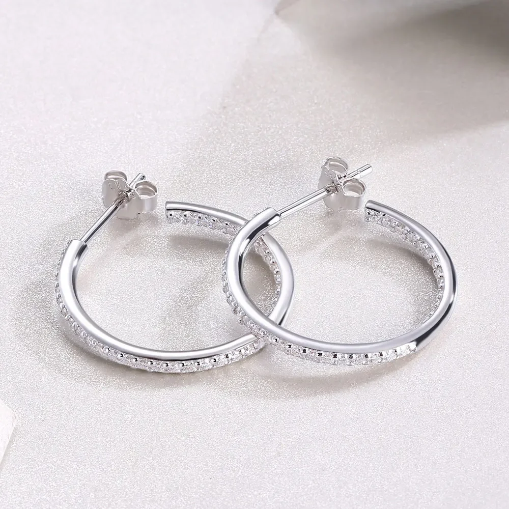 Boucles d'oreilles créoles Moissanite en argent regardé s925 pour femme, document D, bijoux de fête de mariage, GRA ignorer, 1.5mm, nouveau