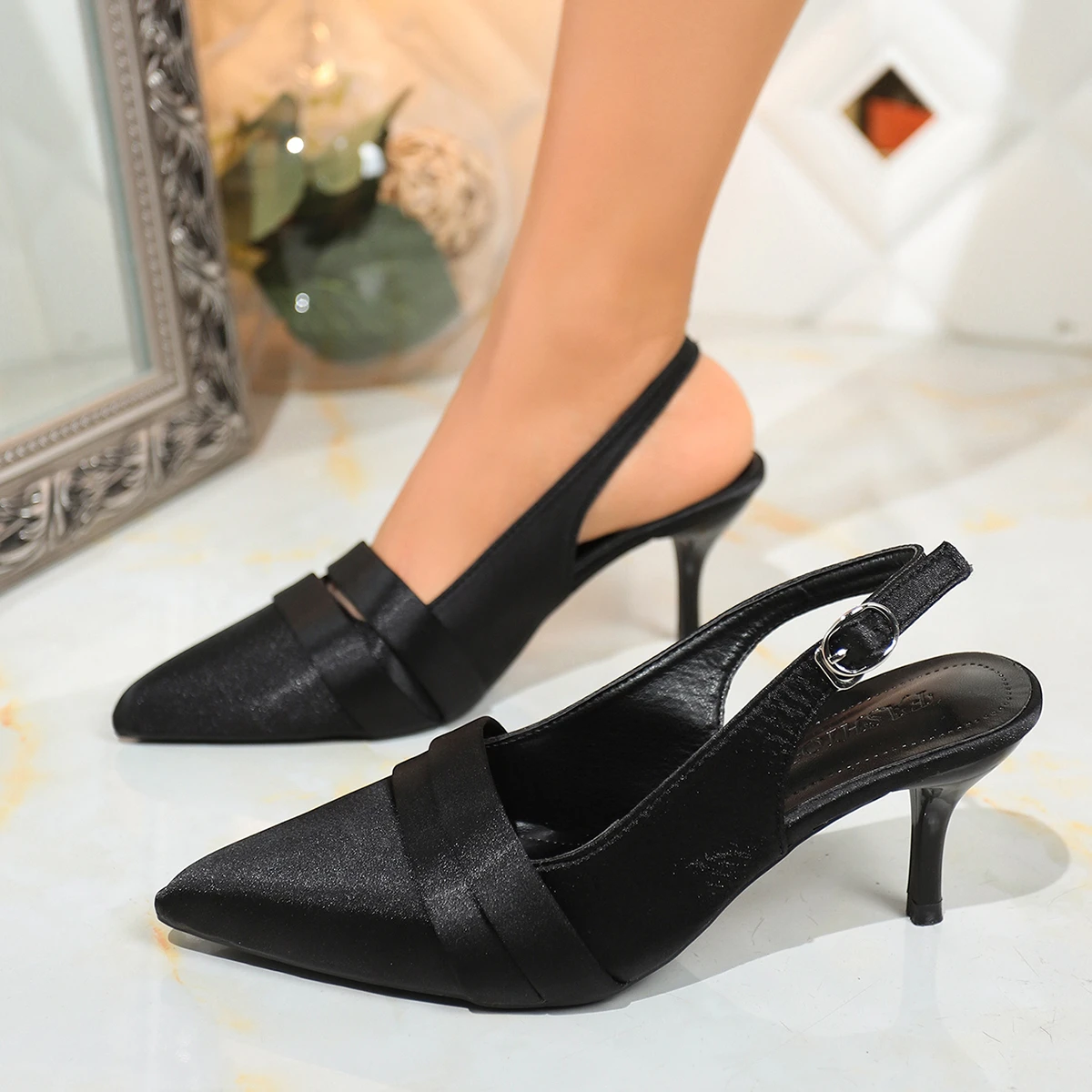 Sexy Purple Satin High Heels Pumps for Women 2026Summer Slingbacks Thin Heeled Ladies Shoes Pointed Toe Party Wedding Shoes