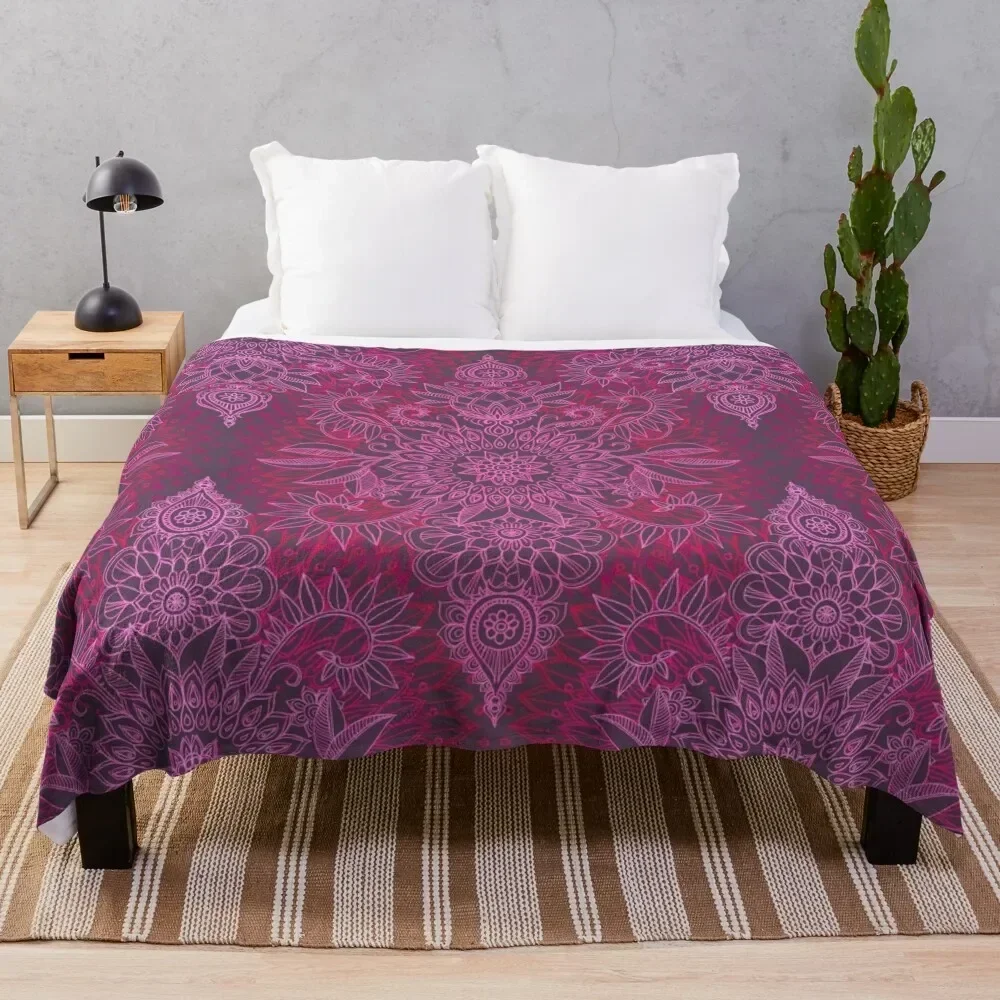 

Magenta, Pink & Coral Protea Doodle Pattern Throw Blanket Fuzzy Plush Throw Blanket for Sofa Chair