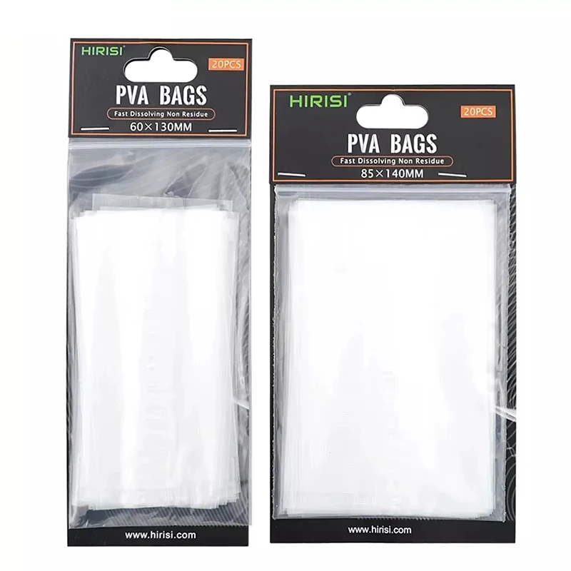 20PCS PVA Carp Fishing Bags For Fishing Tackle Accessories Quick Dissolve Environmentally Material Size 60*130 85*140 70*200