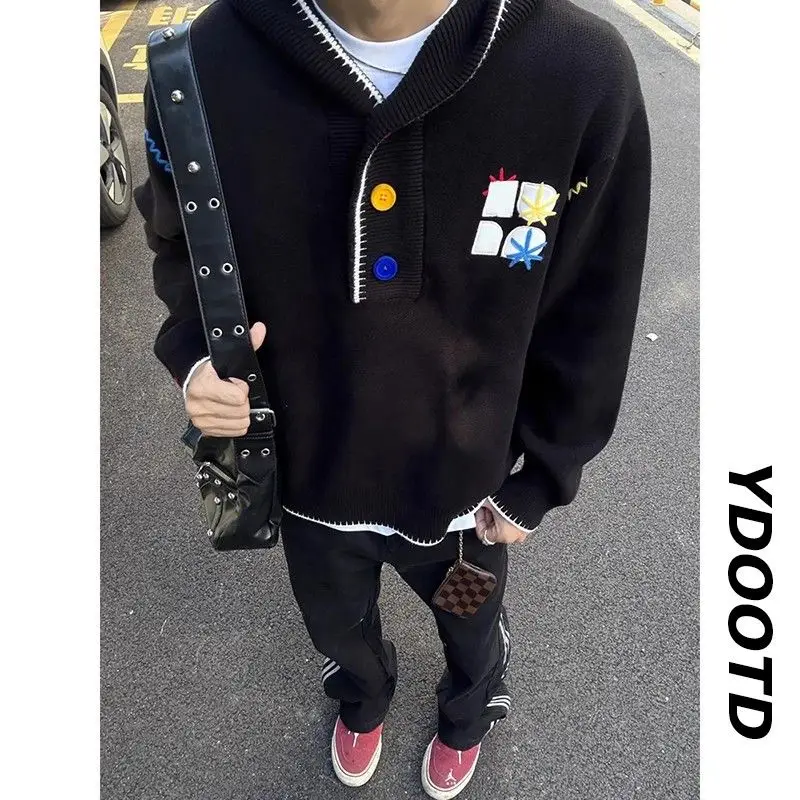 

Американский ретро-свитшот с вышивкой, свободный крой, повседневная верхняя одежда, разноцветный, удобный, в стиле кэжуал