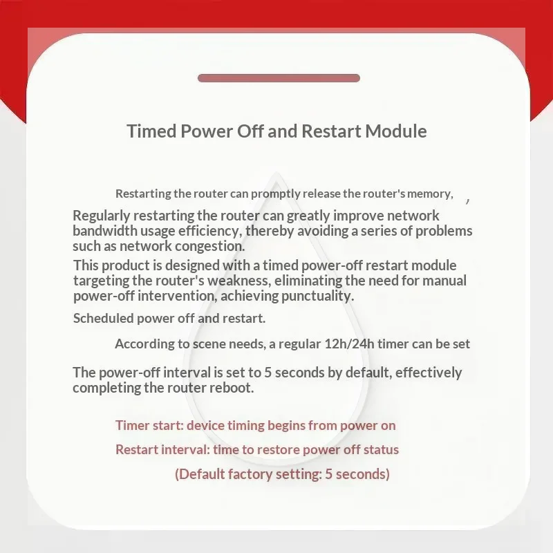 24 Hour Timed Router Auto Reset Cable WiFi Power Off Restart Controller for Home Office Network Signal Stability