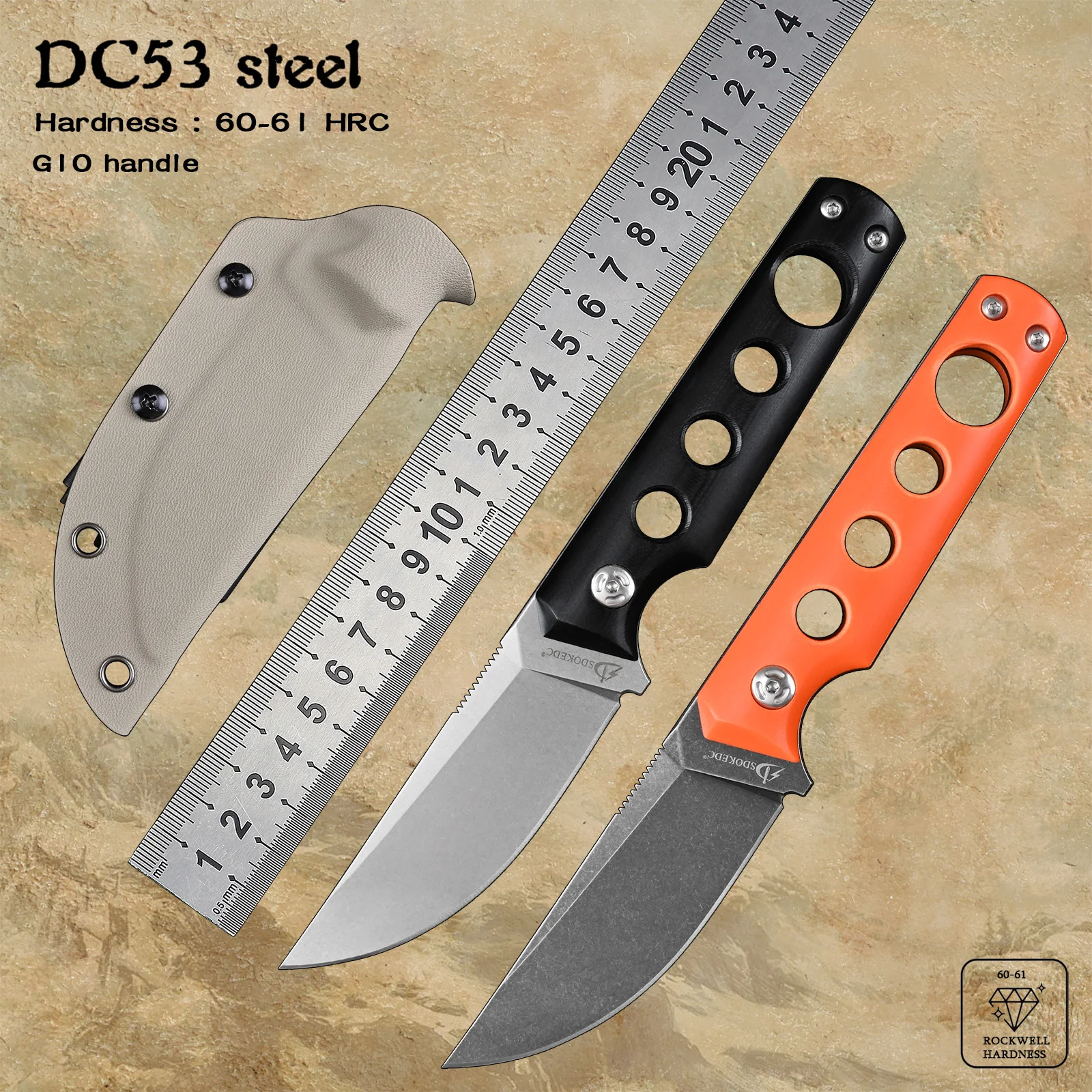 

DC53 Steel Camping Self Defense EDC Hand Tool Tactical Utility Fixed Blade Survival Hunting Knife Fishing Cutting