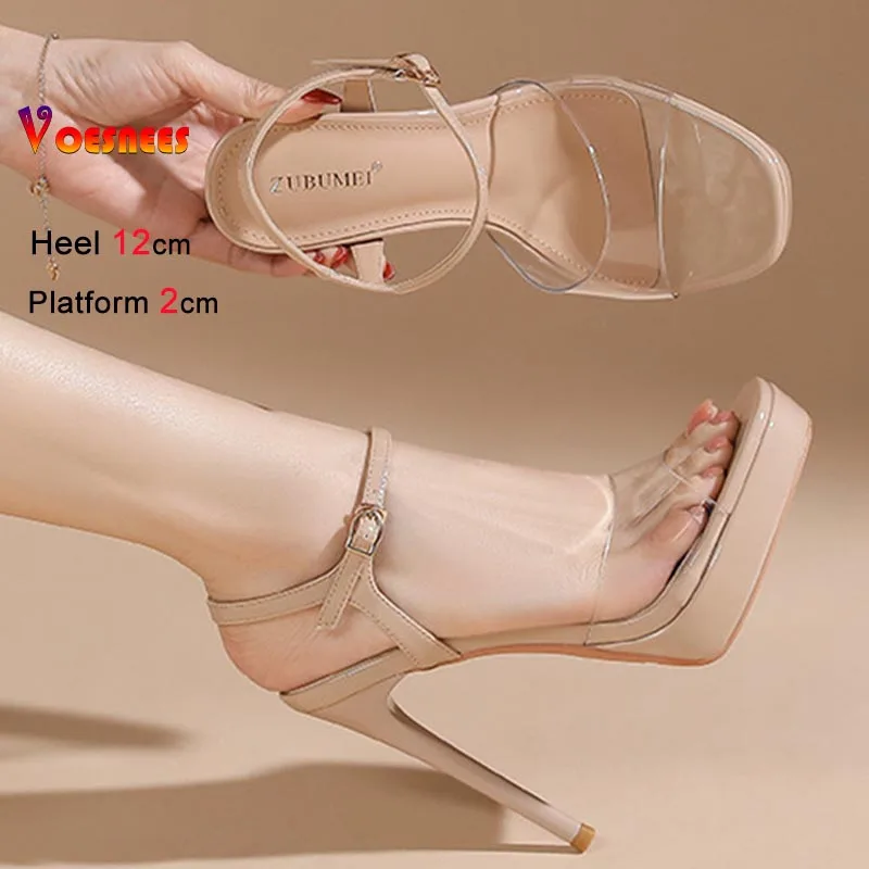 

2026 New 12CM 14CM Super High Heels Women's Sandals Fashion Simple Stiletto Sexy Banquet Sandals Summer Large Size Ladies Shoes