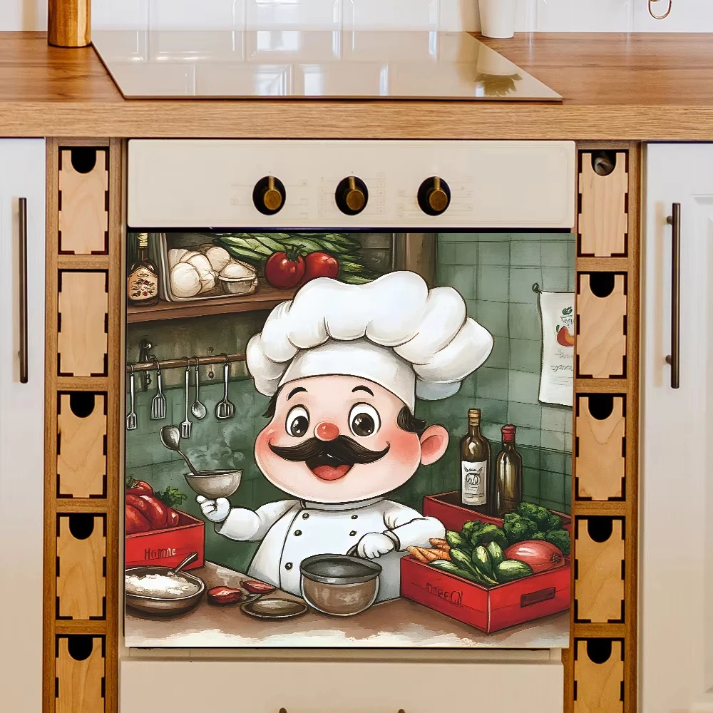 Cartoon Work Seriously Chef Kitchen Restaurant Cooktop Landscaping Decorative Stickers Self-adh B71