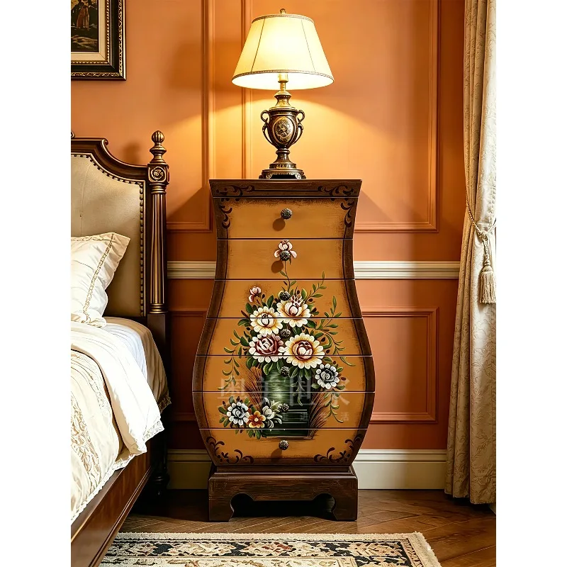 

American retro seven-chest cabinet painted vase cabinet living room storage entrance decorative cabinet