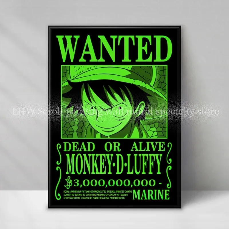 Famous Anime ONE PIECE Wanted Black Decorative Painting Living Room Bedroom Entrance Wall Background Birthday Gift Part 1 view 3