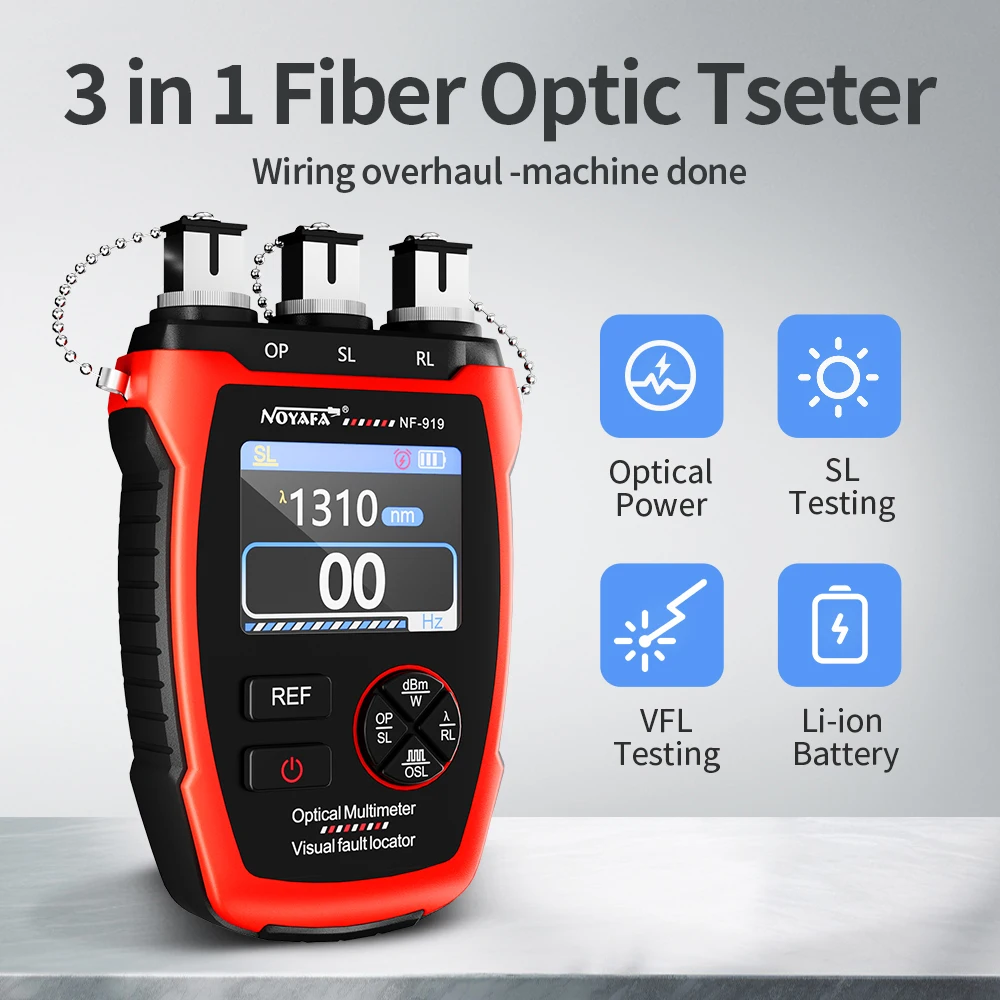 NOYAFA NF-919 Mini Optical Power Meter Visual Fault Locator Network Cable Test OPM/REF -70~+9dbm SC/FC/ST Universal Port