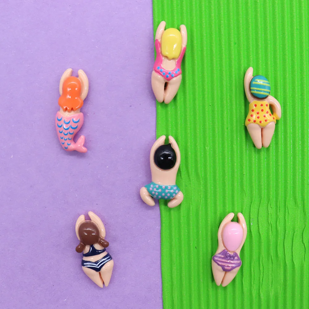 6pcs Cartoon Swimming Mermaid Boy Girl Resin Shoe Charms Sandals Shoes Accessories Hole Slipper Decorations for DIY Bracelets image 3