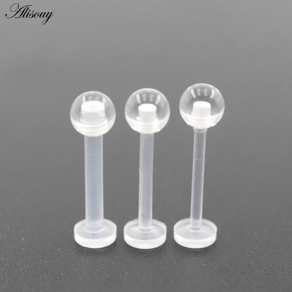 1 Piece Acrylic Transparent  Externally Threaded Ball Labret Lip Rings Ear Stud Earrings Body Piercing Jewelry