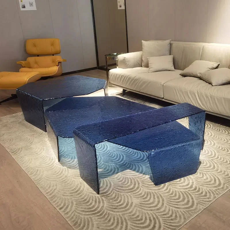 Light luxury Italian water ripple acrylic coffee table special-shaped designer art side table living room villa crystal