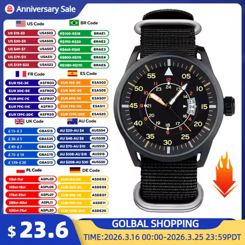 ADDIESDIVE Fashion Casual Quartz 2115 Man Watch 5Bar Waterproof Alloy 44mm Mineral Glass NATO Nylon Strap Watches For Man