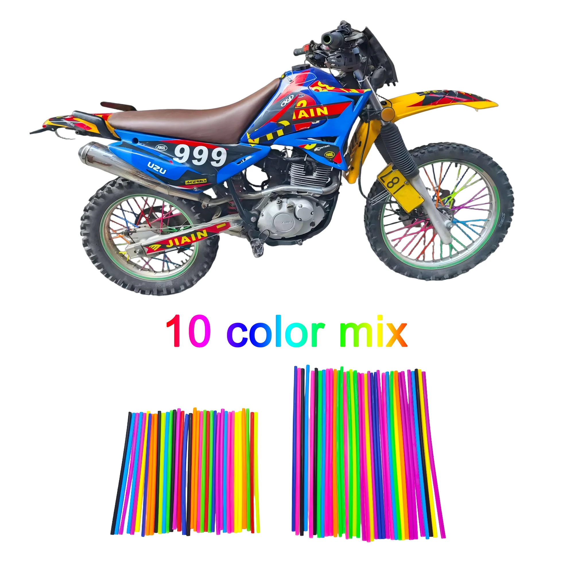 طقم جلود 72 قطعة (الدراجة الترابية/الدراجة/السكوتر) |   10 ألوان مختلطة |   كومبو 24 سم + 17 سم |   لهجات العجلات العالمية على الطرق الوعرة