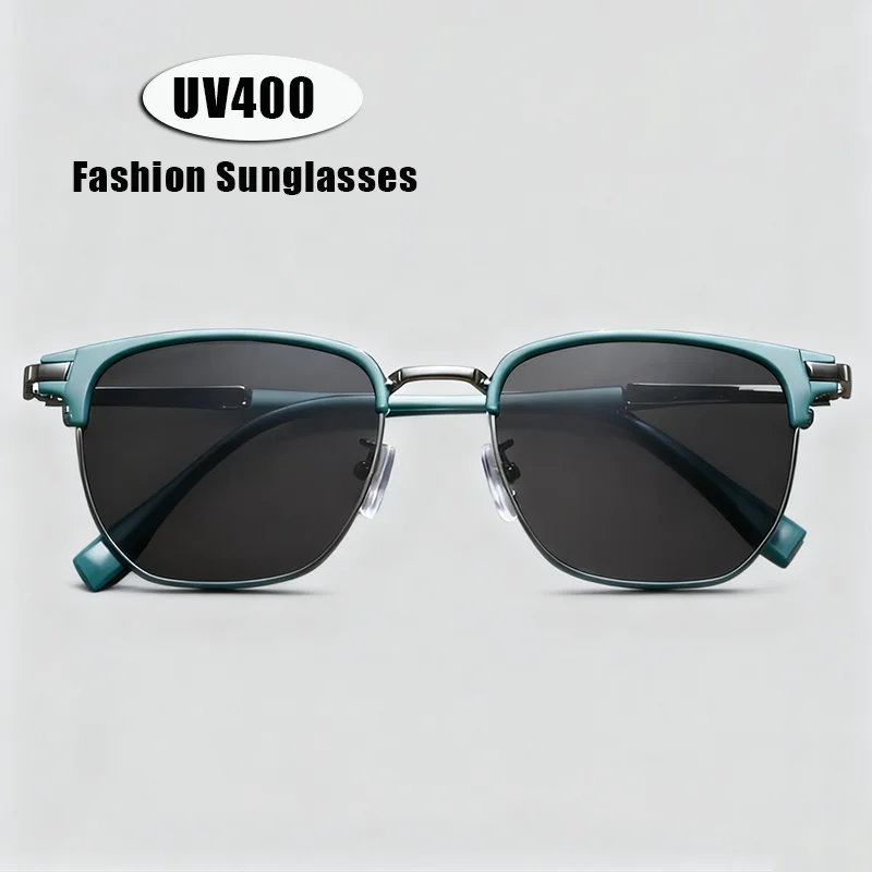 

Fashionable Square-Frame Sunglasses Retro Metal Half-Frame Driving Glasses UV-Protective Eyewear Outdoor UV400 Sun Glasse