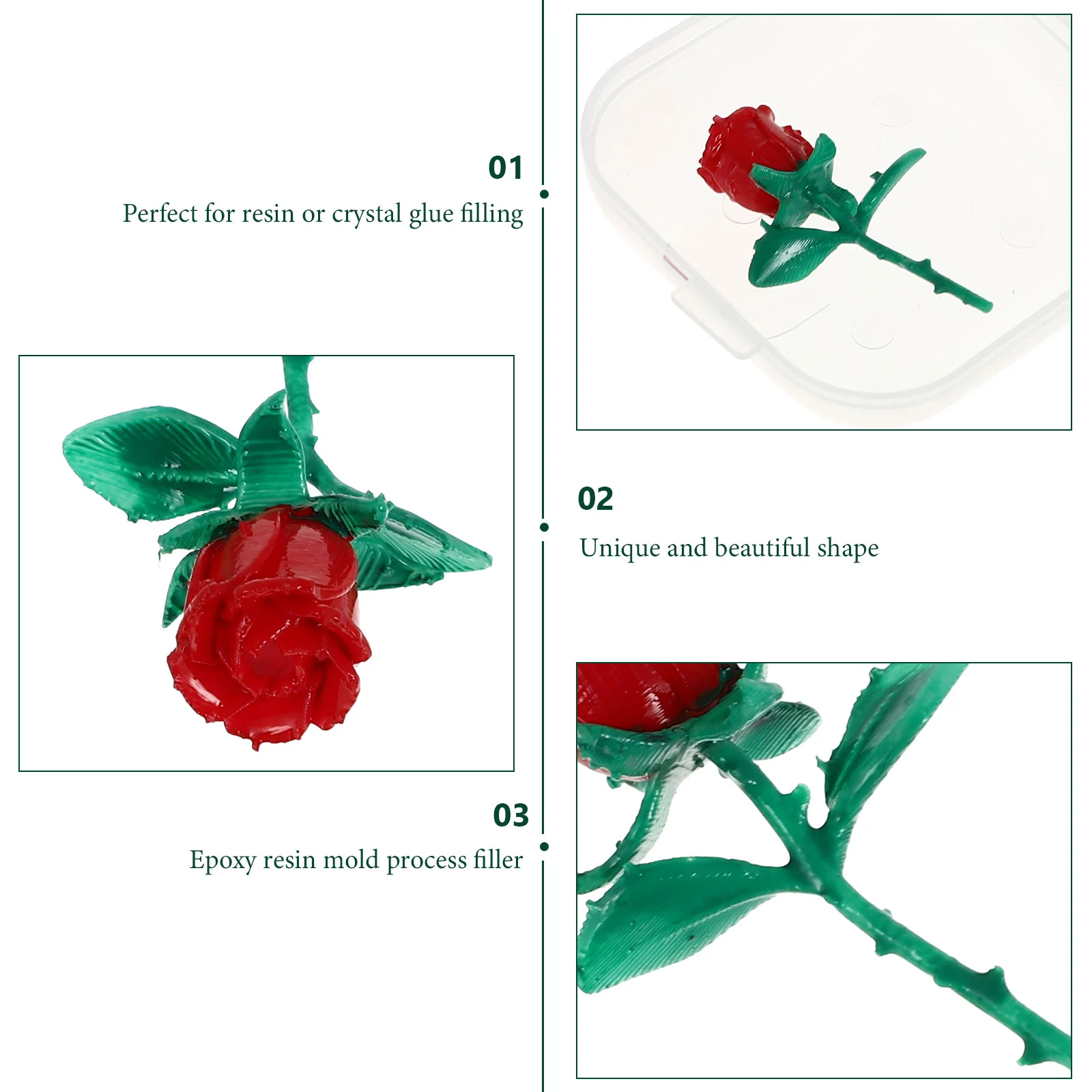 Mini Rose Fillers Epoxy Filled Decor Crafts DIY Materials Miniature Flower Figurines