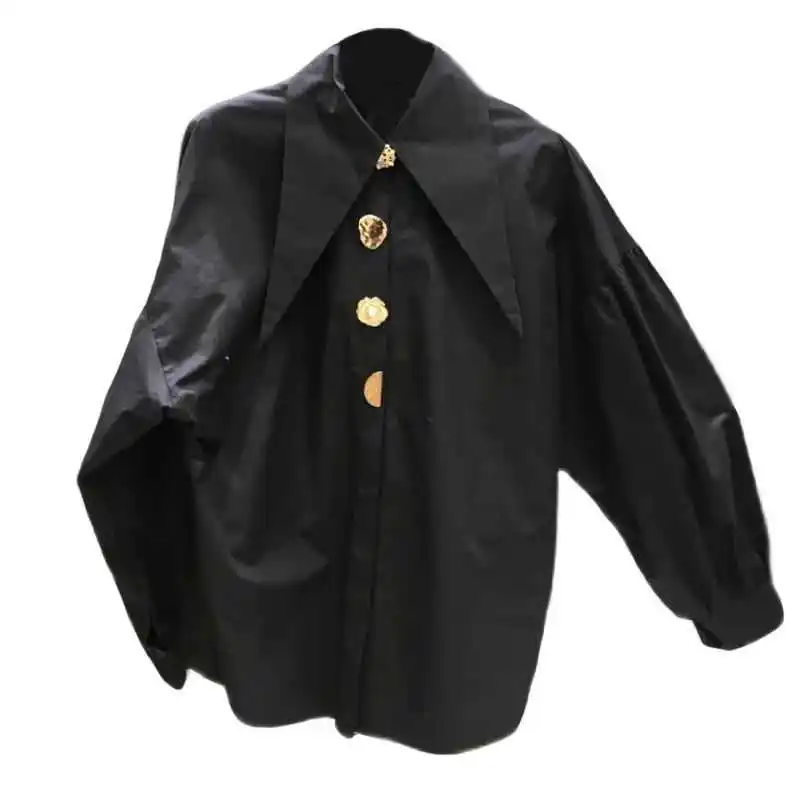 

Casual Loose Long Sve irt Casual Loose Collared Long irt Street Sle Loose Fit Button up Cotton Knot Design