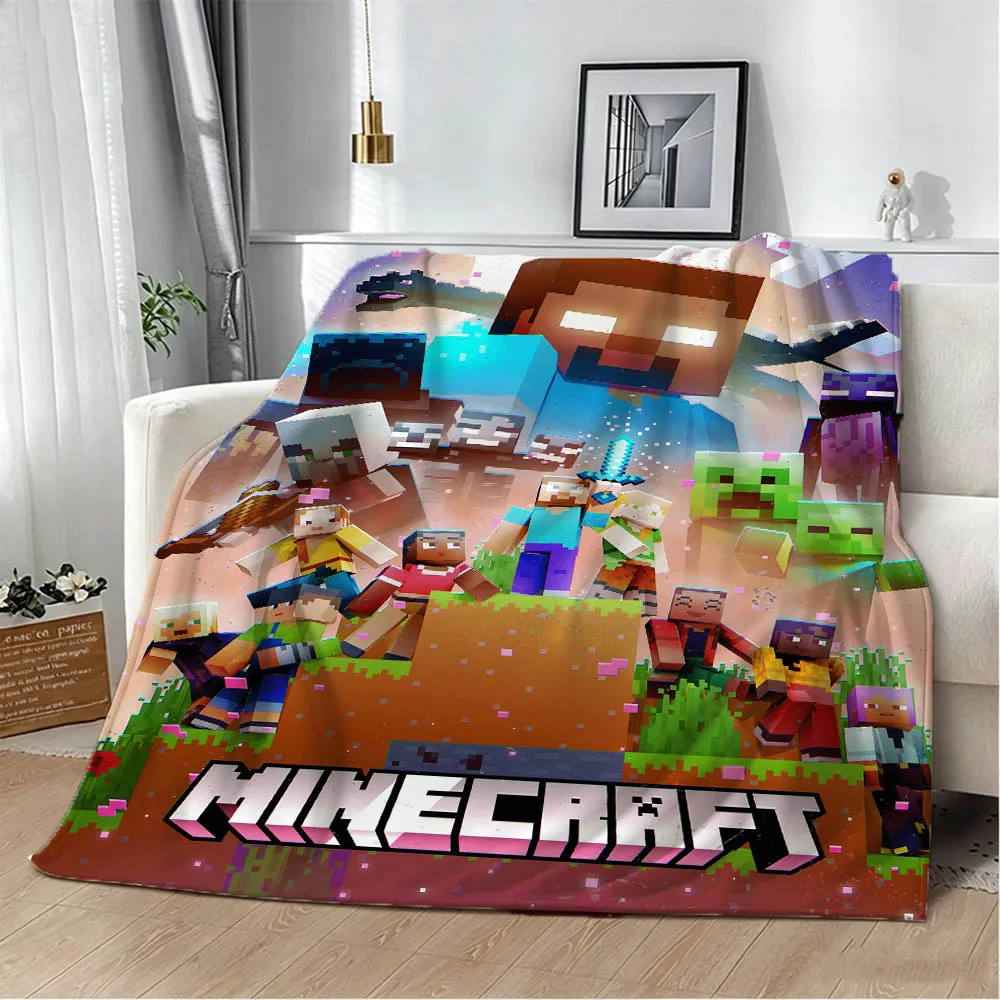 Film M-Minecraft Cartoon-Spiel 2026 Retro Flanelldecke Weiche Wurfdecke Kunst für Heimdekoration Schlafzimmer Bett Sofa Picknick Geschenke
